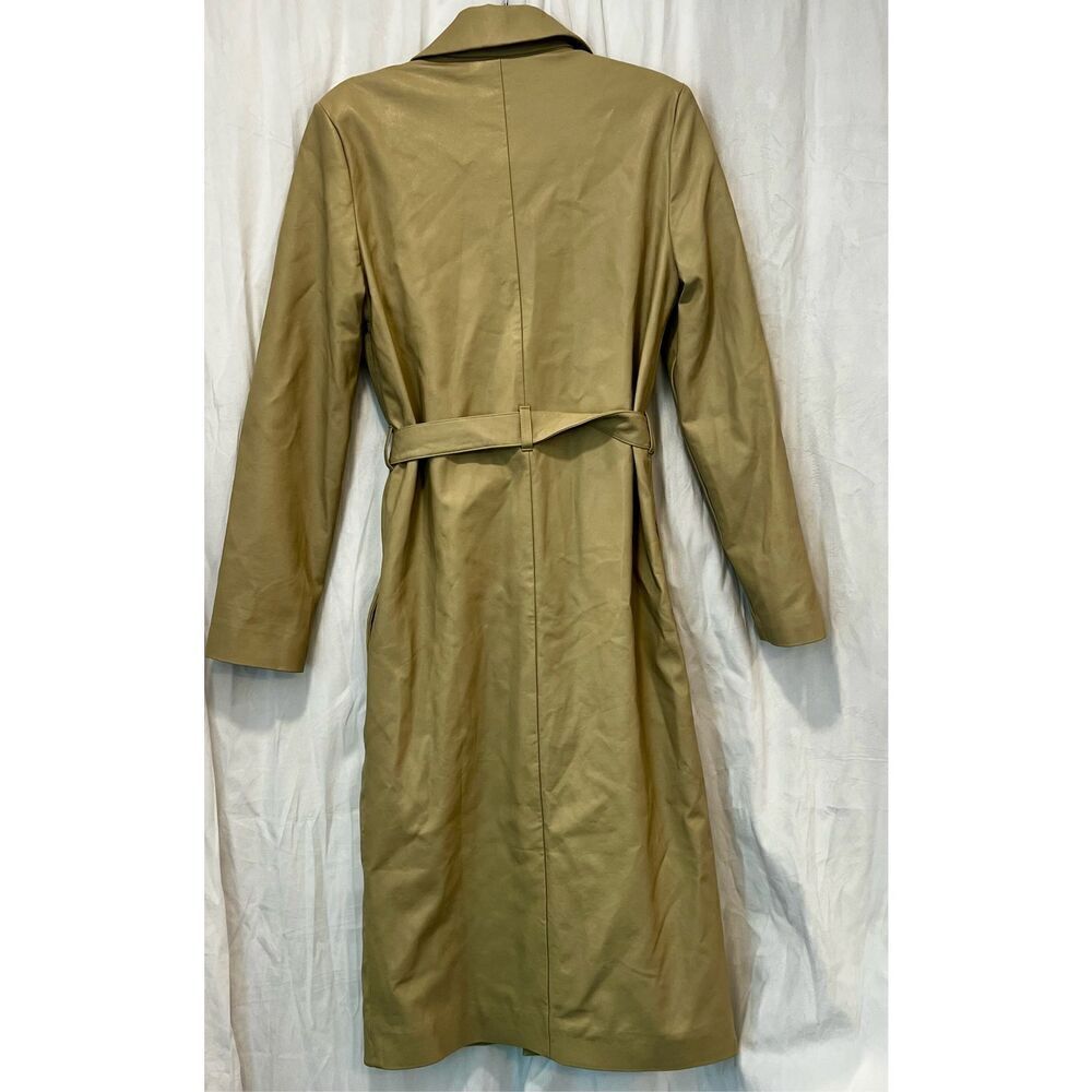 House of CB Ariel Beige Belted Vegan Leather Trench Coat Small NWOT - Picture 9 of 11